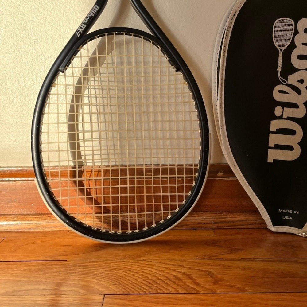 Vintage Wilson RX-7 Tennis Racquet with Original Made in USA Head Cover Black